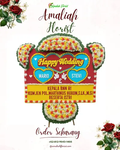Karangan Papan Bunga Pernikahan di Sumogawe